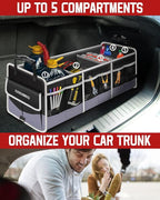 Car Trunk Organizer with Portable Leak Proof Cooler Bag, 3 Compartments Collapsible Car Organizers and Storage with Foldable C