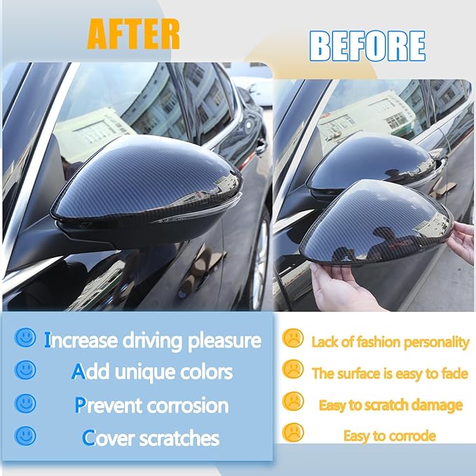 LLKUANG Car Rearview Mirror Cap Decoration Cover Compatible with Alfa Romeo Stelvio 2017-2024 Exterior Rearview Mirror Cover Cap (carbon fiber)