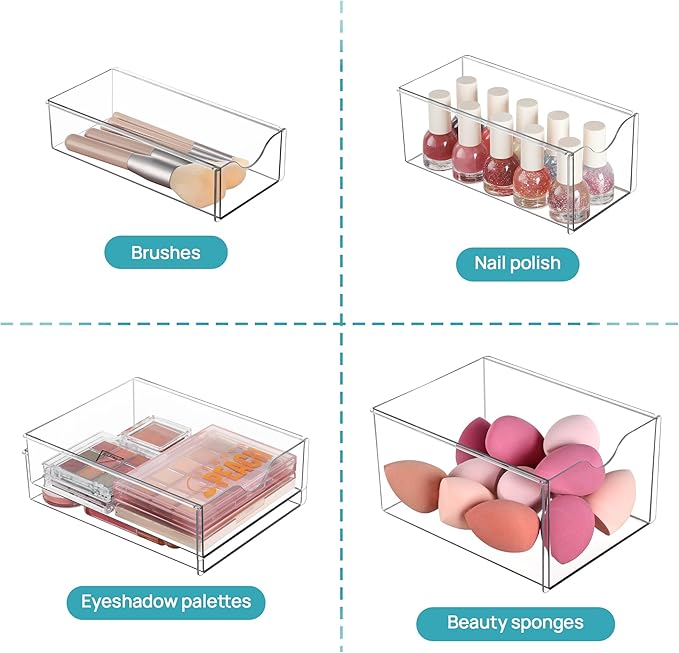 Vtopmart Acrylic Organizer with 8 Drawers, Desk Organizers and Accessories, Clear Makeup Organization, Dustproof Storage Draw