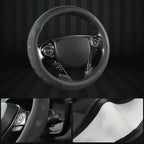 GIANT PANDA Microfiber Leather Steering Wheel Cover for Honda Accord,Civic,CR-V,HR-V,Pilot(Black+Red Line-Standard Size)