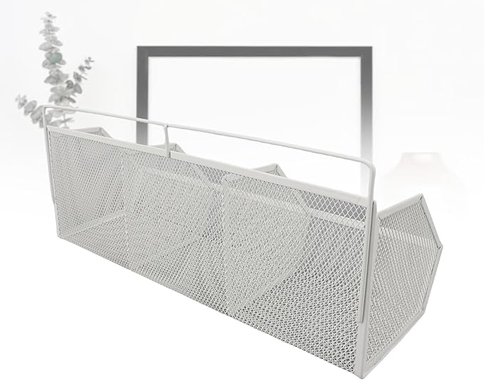 Metal Wire Basket, 3 Grids Wall Hanging Baskets, Wall Mount Slanted Opening Storage Organizer for Kitchen Bathroom Laundry Ro