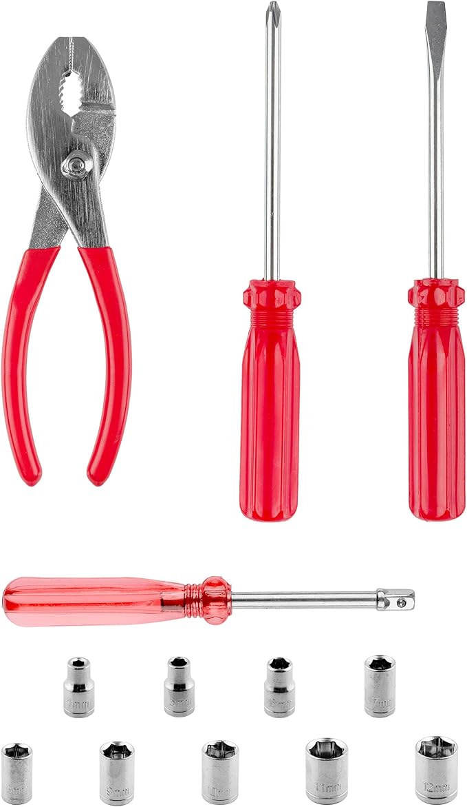 Roadside Emergency Car Kit - 30-Piece Road Trip Essentials Tool Set with Jumper Cables and Carrying Case for Car, Truck, or R