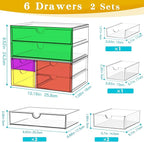 ARSTPEOE Acrylic Organizer with 6 Drawers, Bathroom Counter Organizer, Makeup Desk Organizers, Office Supplies, Storage Drawe