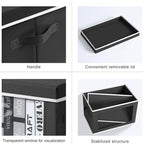 Homsorout Large Storage Baskets Bins with Lids - Stackable Cube Bins for Closet, 3 Pack Black Windows Organizer Bins, Home Or