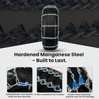 Super Grip V-Bar Ice & Snow Chains 2 Pack for Cars & SUVs - 16" to 21" Tire Anti-Slip Ice & Snow Traction, Easy Installation 