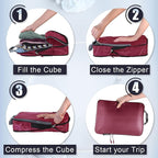 BAGAIL 5 Set Ultralight Compression Packing Cubes Travel Accessories Expandable Packing Organizers(Burgundy)