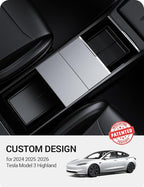 BASENOR 2026-2024 Tesla Model 3 Highland Lower Center Console Organizer Tray, (Proprietary Design) TPE Bottom Console Storage Box Pad for Model 3 Refresh Interior Accessories