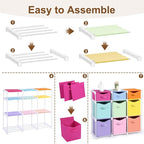 9 Cube Storage Organizer Shelf with Storage Bins and Label, 11 Inch Toy Cube Bins Clothes Closet Organizers Drawers Fabric Dr