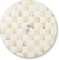 MACKENZIE-CHILDS Glass Lazy Susan, Round Rotating Serving Board, Brown-and-White Mocha Check