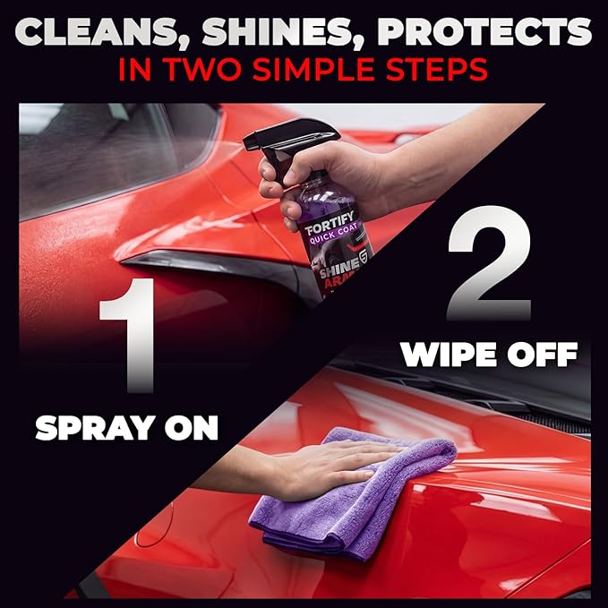 Car Wax Spray and Ceramic Coating for Cars - 3 in 1 Waterless Car Wash and Detailing - Quick Effect Coating Agent for Car - High Gloss Top Coat, Shiny Car Stuff by Shine Armor - Protective Wax 16FlOz
