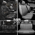 CAR PASS Gray Leather Bling Car Seat Covers Full Set, Luxury Microfiber Nappa PU Cushioned, Waterproof Anti-Slip Universal Fi