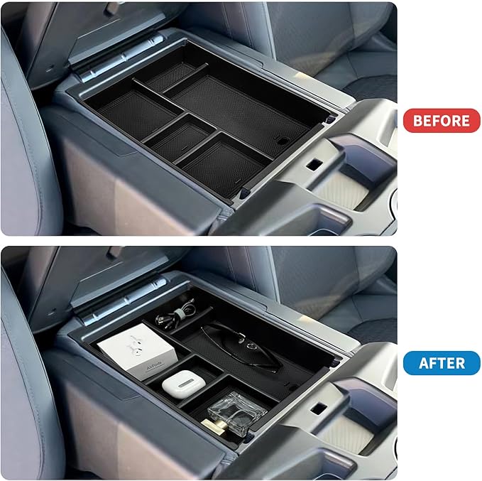 Center Console Organizer Tray for 2019-2025 2026 Chevy Silverado/GMC Sierra 1500 & 2020-2026 Silverado/Sierra 2500HD 3500HD, Armrest Box Storage Tray (Split-Bench Folding Seat ONLY)-2PCS
