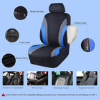 CAR PASS Line Rider Sporty Cloth 11PCS Universal Fit Car Seat Cover -100% Breathable with 5mm Composite Sponge Inside,Airbag 