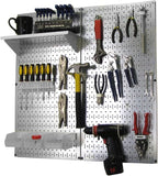 Wall Control Metal Pegboard Organizer Utility Tool Storage and Garage Pegboard Organizer Kit with Metallic Tool Board and Whi