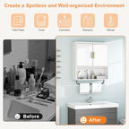 Bathroom Wall Cabinet with Towel Bar, 2 Doors & Adjustable Shelves - Space Saving Wood Wall Mounted Medicine Cabinet Storage 