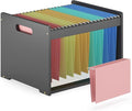 Hanging File Organizer Box for Letter Size, Bamboo File Folder Organizer, Storage Moving Boxes with Handle Wood Desk Filing B