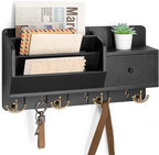 Rebee Vision Key Holder Wall Mount with Mail Sorter - Decorative Mail Organizer for Wall with Key Hooks and Drawer Organizer 
