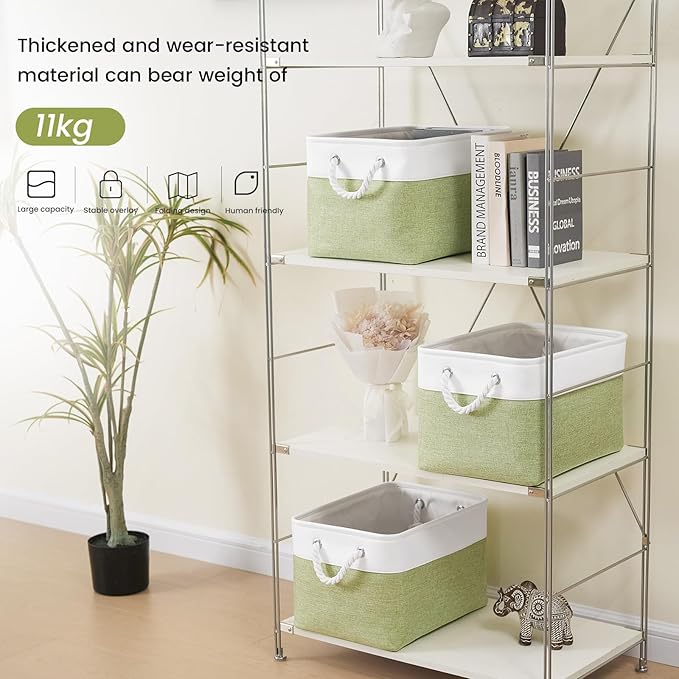 Large Storage Baskets- 15x11x10 inch Storage Bins for Shelves and Closet Organizing, Foldable Fabric Bin for Home Organizatio