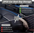 Car Seat Gap Filler, 2 PCS Car Seat Gap Filler Organizer with Storage Slot, Anti-Drop Side Console Storage Pocket, Universal for Auto SUV Truck Interior Accessories, Black