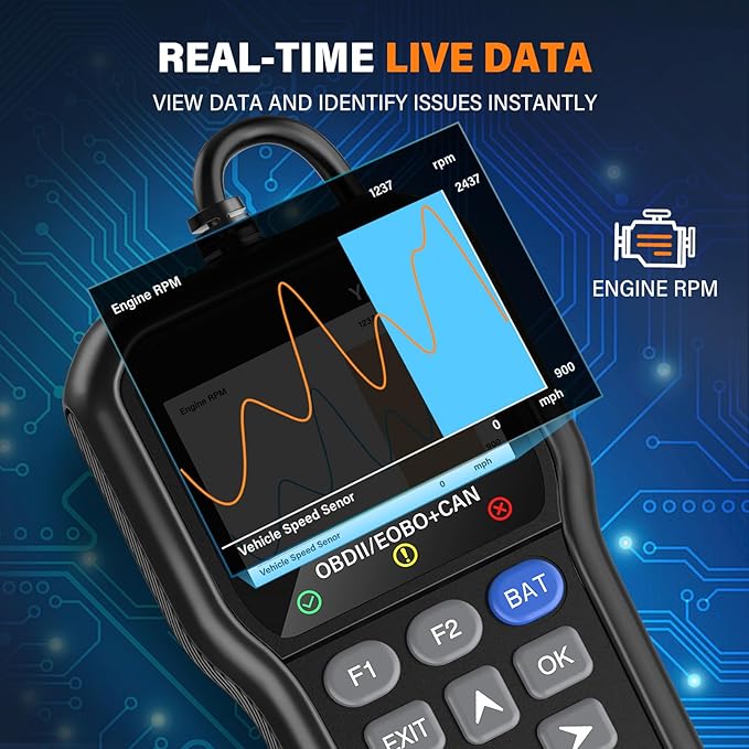 BluSon YM319 OBD2 Scanner Diagnostic Tool with Battery Tester, Check Engine Fault Code Reader with Live Data, Cloud Printing,