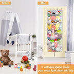 Woodoulogy Hanging Stuffed Animal Storage, Over Door Large Plush Toy Organizer with Metal Hook, Baby Accessory Holder Idea fo