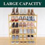 Smiry Bamboo Shoe Rack 5-Tier, Stackable Wooden Shoe Organizer for Entryway & Closet, Free Standing Wood Shoe Storage Shelf f