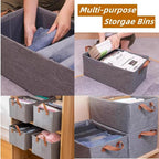 Fordonral Pack of 3 Large Capacity Storage Bins Closet Organizer System, Sturdy Foldable Storage Boxes for Organizing Clothin