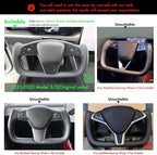 MEWANT Hand Stitched White Leather Steering Wheel Cover Wrap for Tesla Model S 2021-2023 / Model X 2021-2023 Steering Wheel Accessories