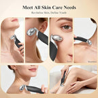3-in-1 Ice Roller for Face & Eyes – Cooling Facial Roller, Pore Cleansing Tool with 2 Silicone Brushes, Stainless Steel Roller for Puffiness & Pores (Black)