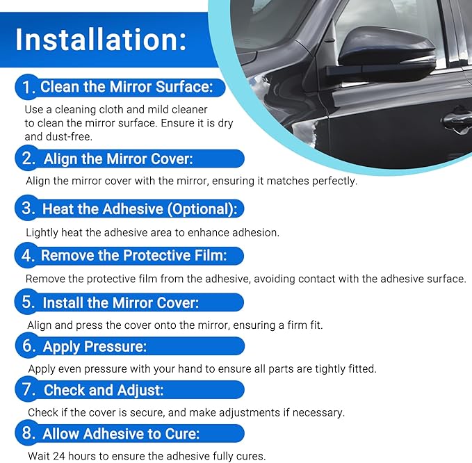 Glossy Black Door Rearview Mirror Cover Fits for Toyota 2013-2023 4Runner 2016 RAV4 HV 2013-2015 RAV4 87915-42160-J1 87945-42160-B1(Left driver side)