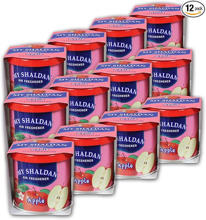 Pack of 12 My Shaldan Japanese Car Cup-Holder Natural Air Freshener Cans (Apple Scented)