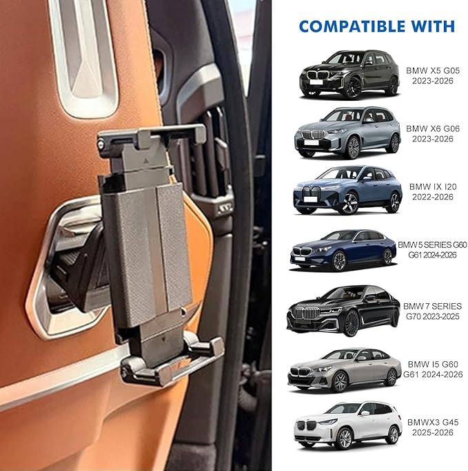 Car Headrest Tablet Holder for BMW X5 X6 G05 G06 G60 G45, Car Back Seat Mount, Gifts Road Trip Essentials for Kids, for 6-11" Device Like iPad Pro, Air, Mini, Galaxy Tab