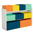Delta Children Deluxe Multi-Bin Toy Organizer with Storage Bins - Greenguard Gold Certified, White with Navy/Green/Pastel Bin