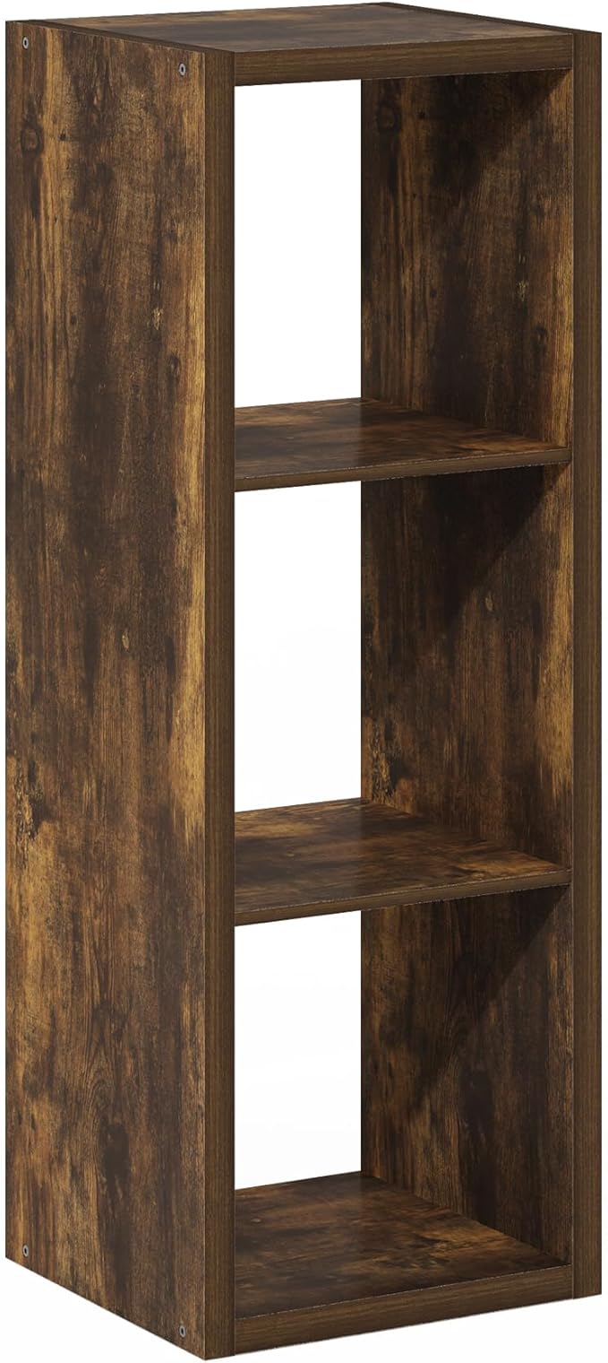 Furinno Cubicle Book Shelf, 3-Cube Bookshelf, Extra Thick Frame Horizontally & Vertically Reversible Bookcase with Open Back,