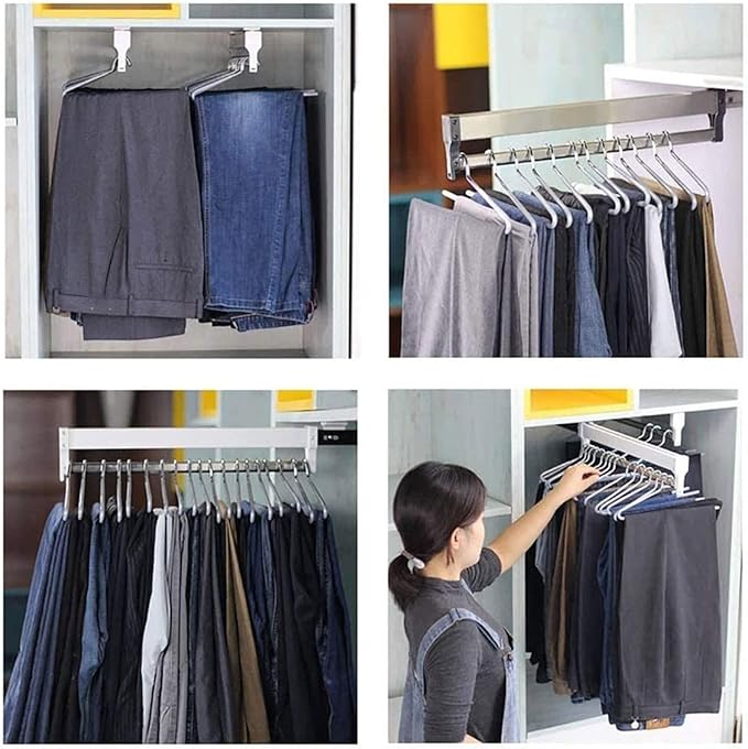 Pull Out Clothes Rail Extendable Clothes Rail for Closet - Pull Out Closet Rod with 2 Sliding Rail Adjustable 30-80Cm, Wardro