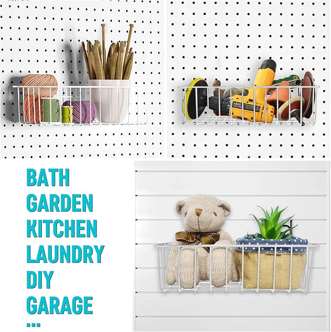 Pegboard Hooks Organizers - Peg Board Baskets Clear Cups Multiple Hangers 33 Pack - Display Shelving Tool Organizer Set for C