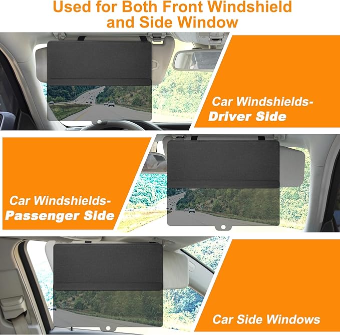 Sun Visor Extender for Car, Upgraded Polarized Sun Blocker, Sunshade Lens Magnetic Connection Adjustable 4 Directions, Anti-Glare,Protects from Sun Glare, Snow Blindness & UV Rays, Black