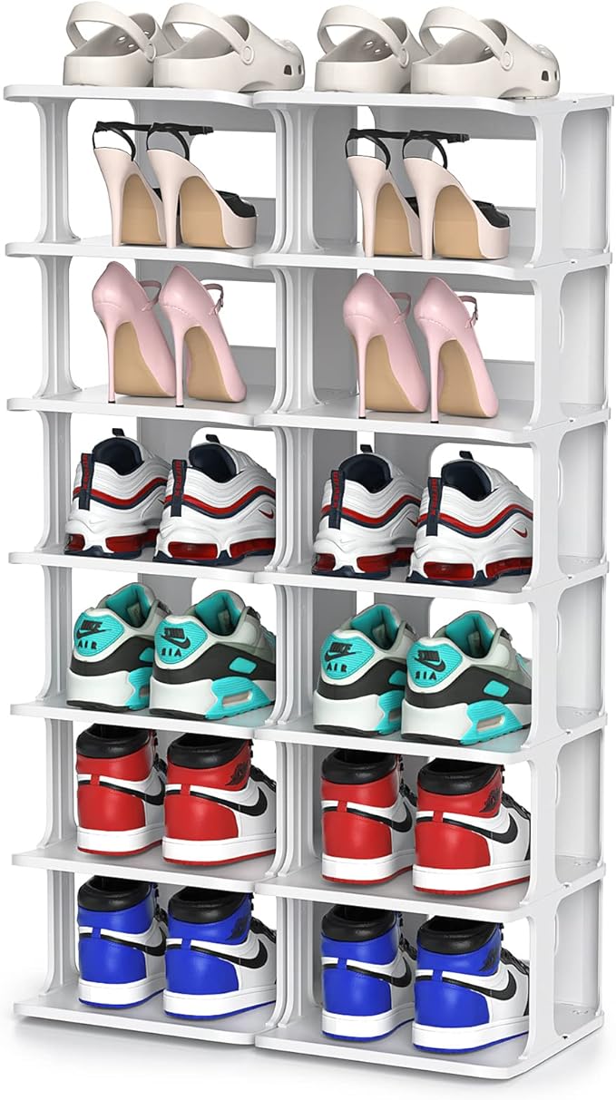 ZOINLIY Stackable Shoe Organizer for Closet, Small Shoe Rack for Entryway, Bedroom, Dorm Rooms, Free Standing Shoe Shelf, Pla