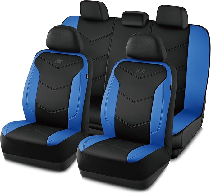 Skechers Memory Foam Seat Covers,Leather Car Seat Covers, Ultimate Comfort & Support Seat CoversFull Sets,Airbag Compatible, 