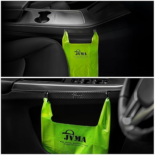 JVMA Car Trash Bags and Hook – Leakproof, Smell Proof Hanging Garbage Bags for Car, Truck, SUV, RV & Vehicle – Green, 50 Count Automotive Trash Bags 1 Gallon (US Patent)