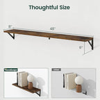 Floating Shelves, 8 Inch Deep Rustic Wood Wall Storage, 48W x 8D Wall Shelves Set of 2, Heavy Duty Metal Brackets, Industrial