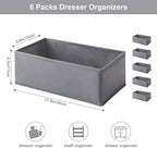 6 Packs Dresser Drawer Organizers for Clothing,Woven-Fabric Baby Clothes Organizer and storage in Bedroom-Closet & Drawer Org
