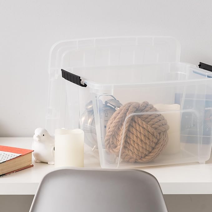 IRIS USA 19 QT Plastic Storage Box with Lid and Latches - 6 Pack - BPA-Free, See-Through Organizing Solution, Durable Nestabl