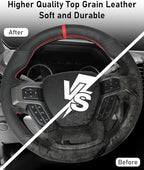 Belinous Leather Steering Wheel Cover Lace Up, Hand-Stitch on Wrap, Steering Wrap Compatible with Ford F-150 F250 King Ranch/Lariat/XL/XLT/Limited/Platinum/Police Responder 2015-2020 (Red)