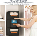 DIMJ Closet Organizers and Storage - Fabric Bins with Drawers for Closet Foldable Clothes Organizers with Clear Window, Stack