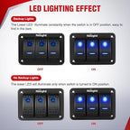 Nilight 16AWG LED Light Bar Wiring Harness Kit 12V On/Off 3 Gang LED Pod Lights Rocker Switch Panel Power Relay Fuse 5Pin Toggle for Cars Boat ATV Trucks-6 Leads