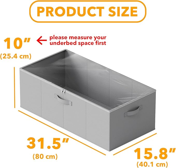 SpaceAid 4 Pack 10" High Under Bed Storage Containers, Large Underbed Storage Organizer Bins with Lids for Bedroom, Dorm, Clo