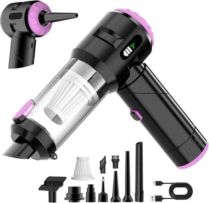 Wansimoo Handheld Car Vacuum Cleaner,25000PA Strong Cyclonic Suction Foldable Mini Vacuum Portable Cordless with Digital Disp