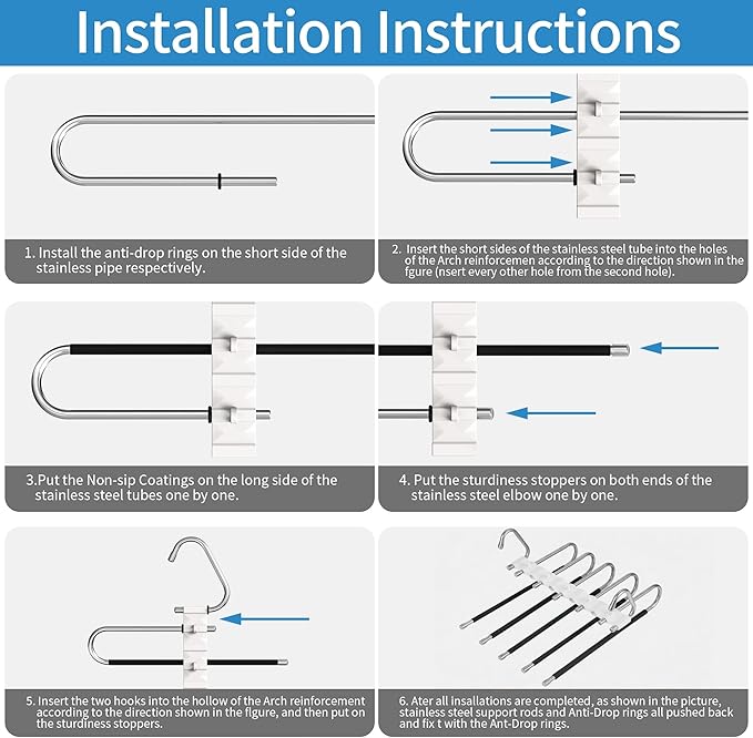 Upgrade Pant Hangers Space Saving, Non Slip Stainless Steel Multifunctional Pants Rack S-Type Clothes Pant Closet Hanger Orga