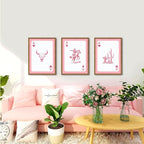Western Cowboy Wall Art Set of 3 Southwestern Playing Card Wall Decor Pink Western Poster Canvas Prints Longhorn Bull Skull R
